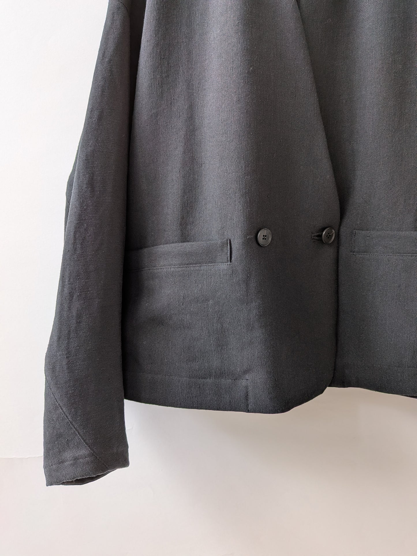 Linen/Polyester double cocoon no collar ジャケット |  yuni