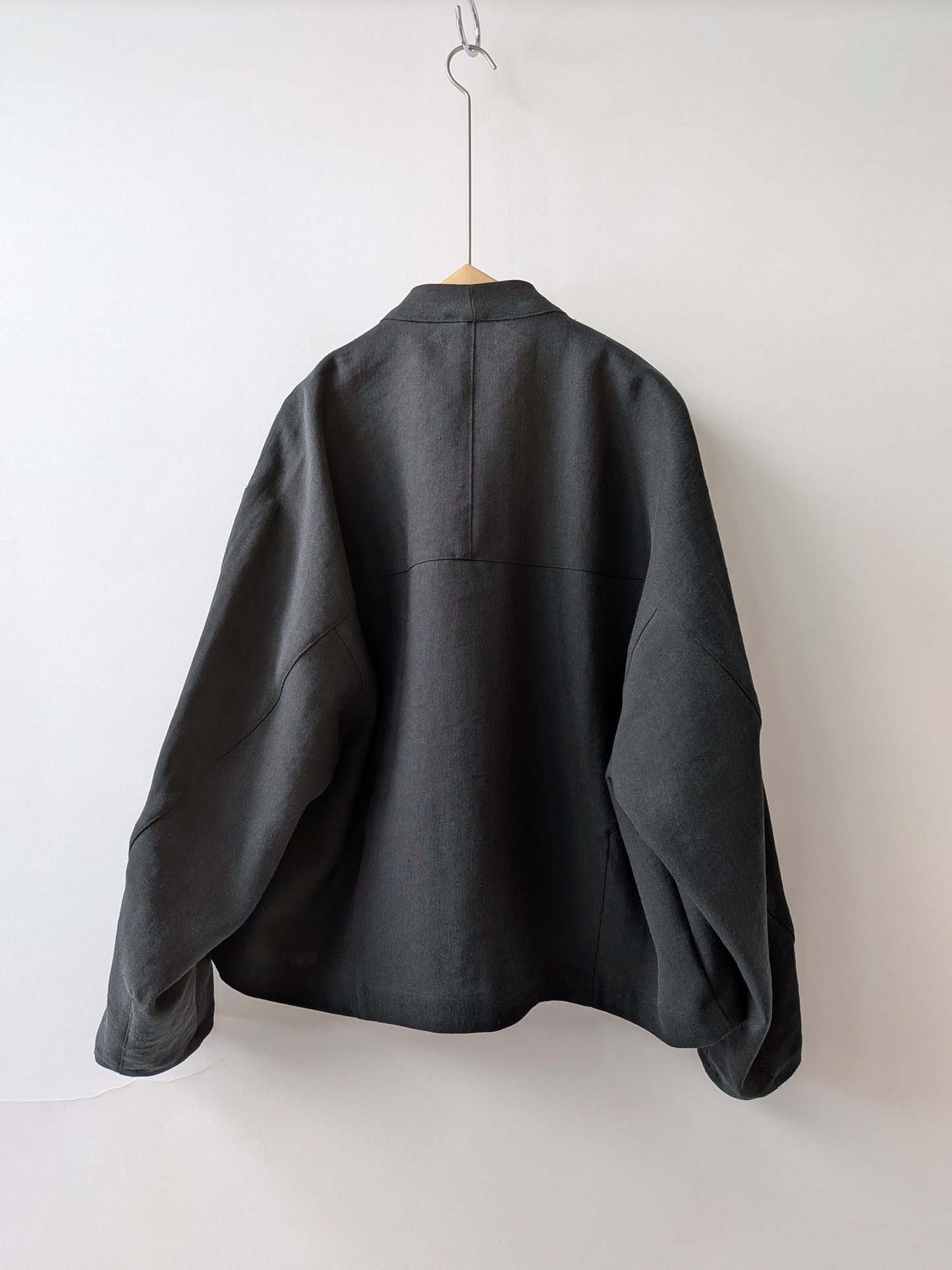 Linen/Polyester double cocoon no collar ジャケット |  yuni