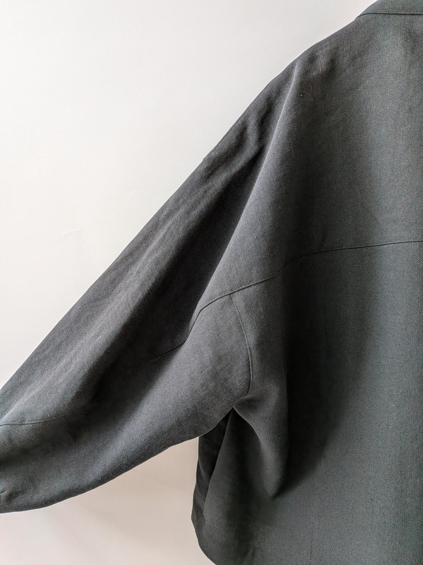 Linen/Polyester double cocoon no collar ジャケット |  yuni