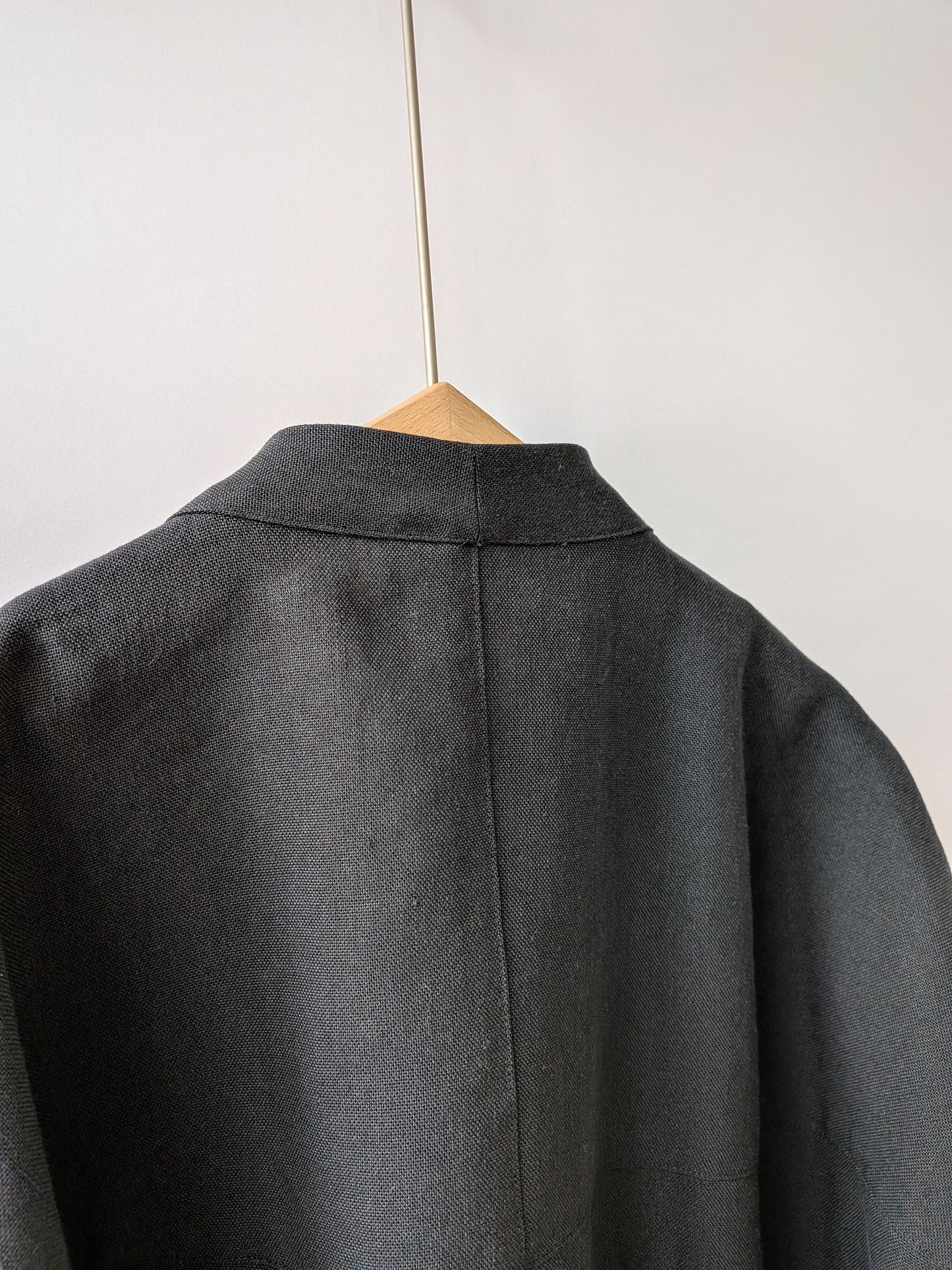 Linen/Polyester double cocoon no collar ジャケット |  yuni