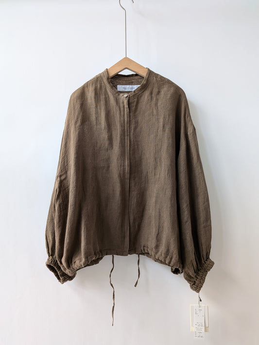 60LINEN 解撚ワッシャークロス ジップアップオーバーブラウス | Hands of creation
