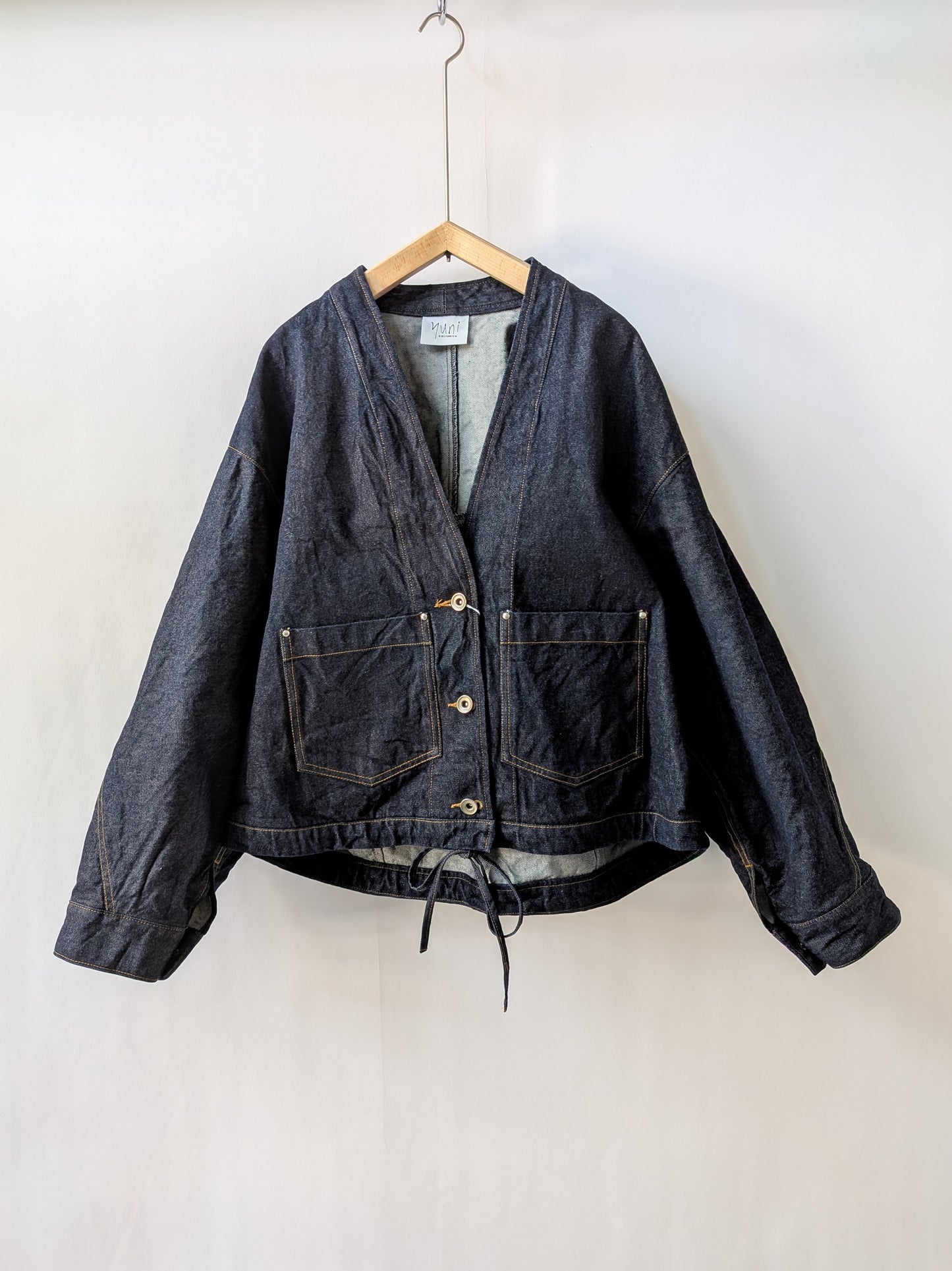 Cotton 11oz denim no collar cocoon ブルゾン | yuni