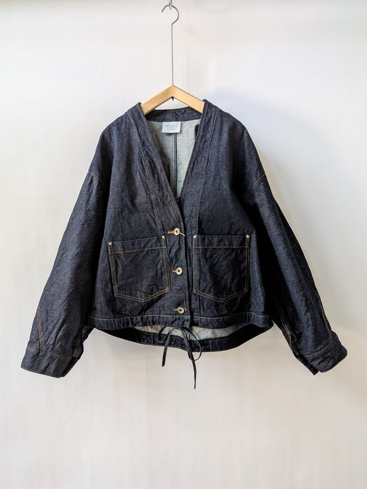 Cotton 11oz denim no collar cocoon ブルゾン | yuni
