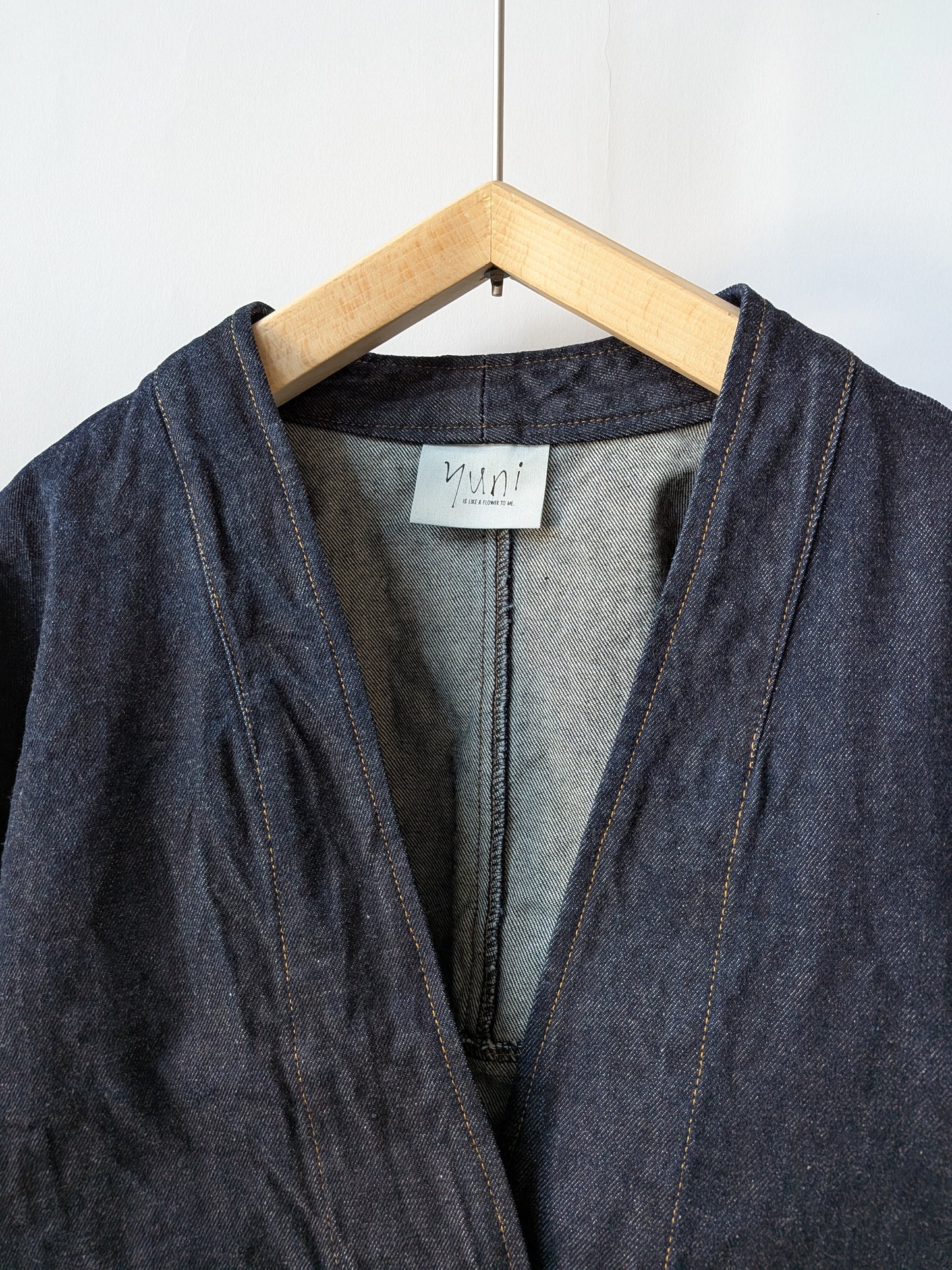 Cotton 11oz denim no collar cocoon ブルゾン | yuni