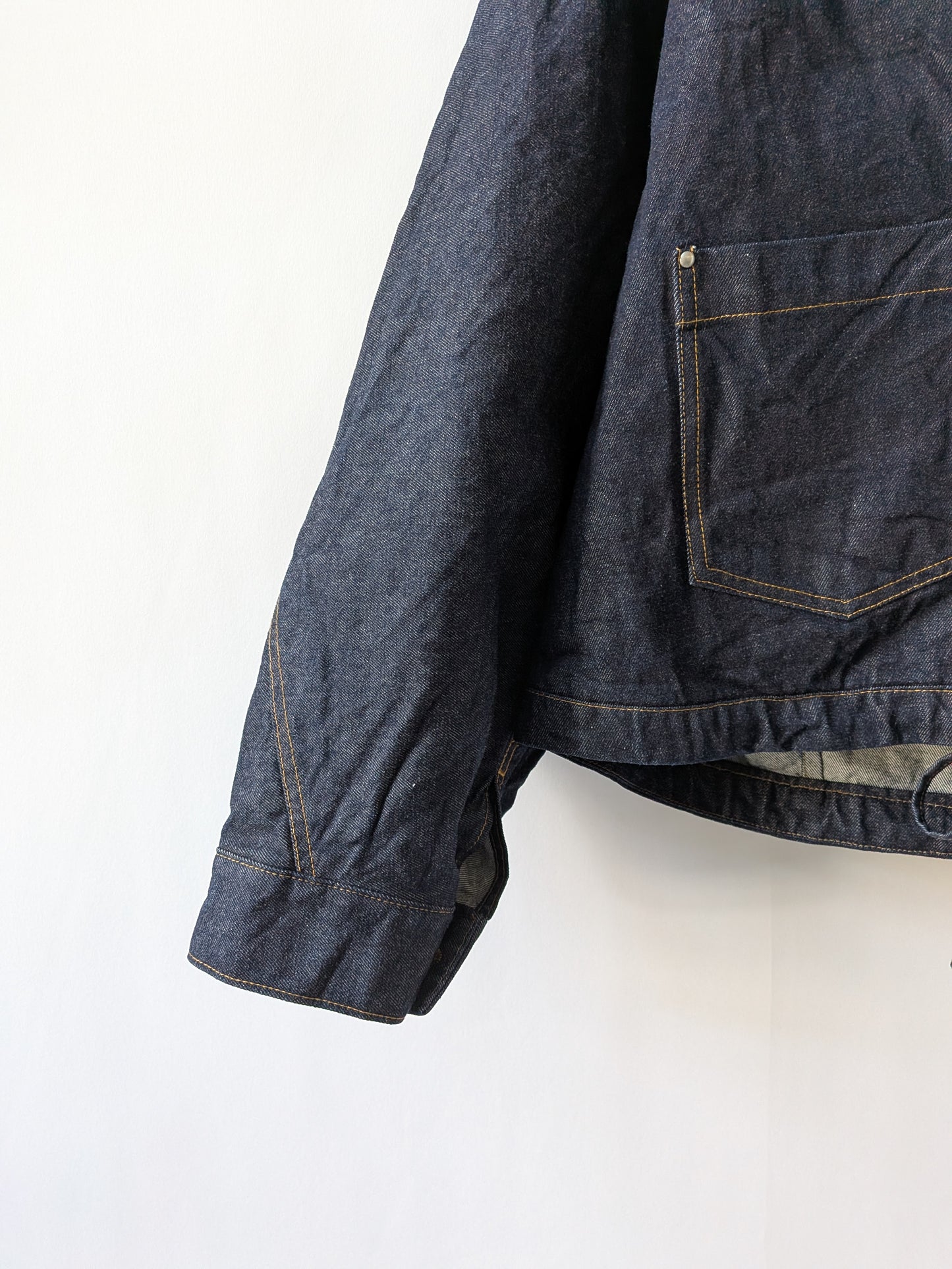 Cotton 11oz denim no collar cocoon ブルゾン | yuni
