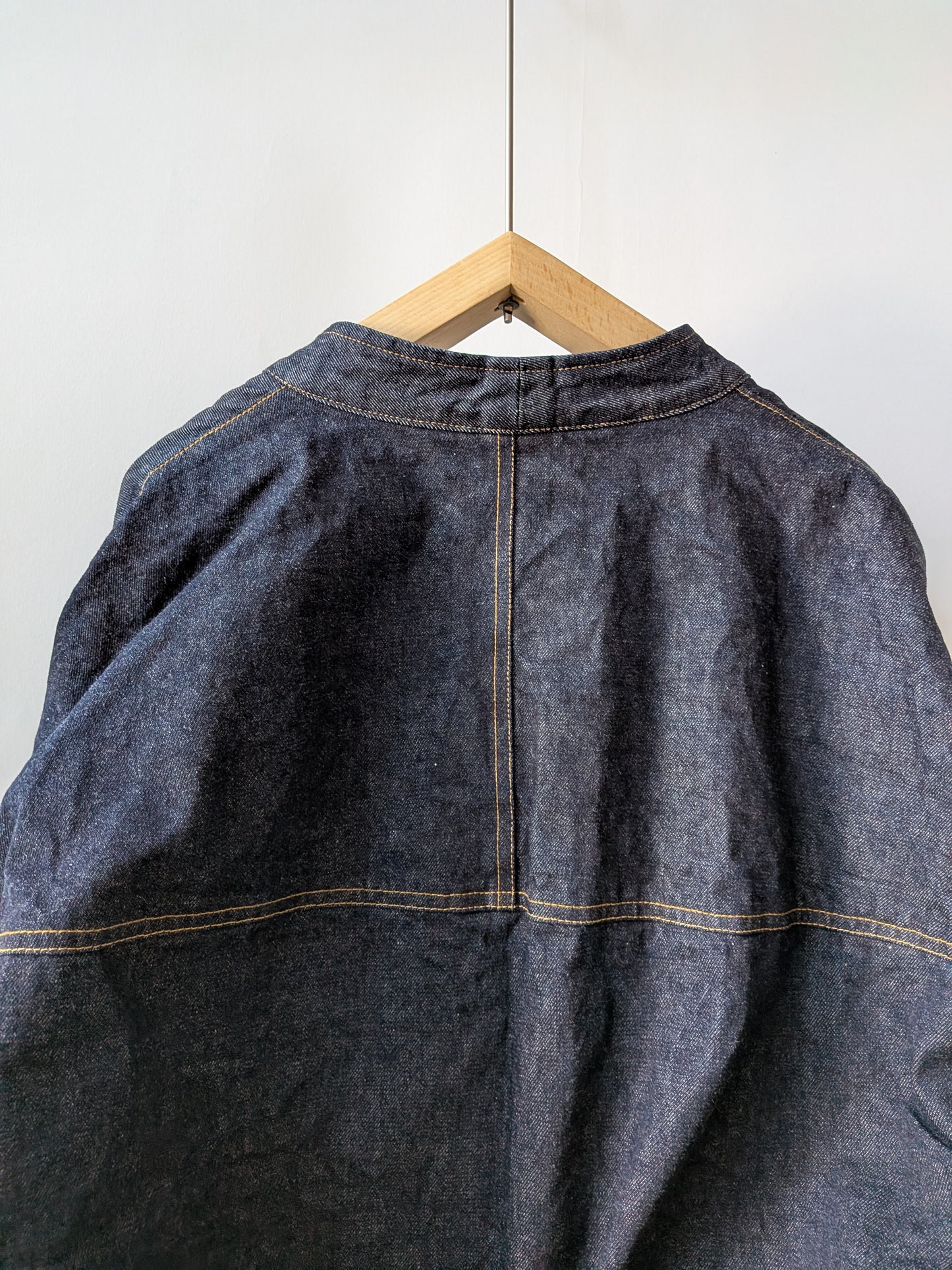 Cotton 11oz denim no collar cocoon ブルゾン | yuni