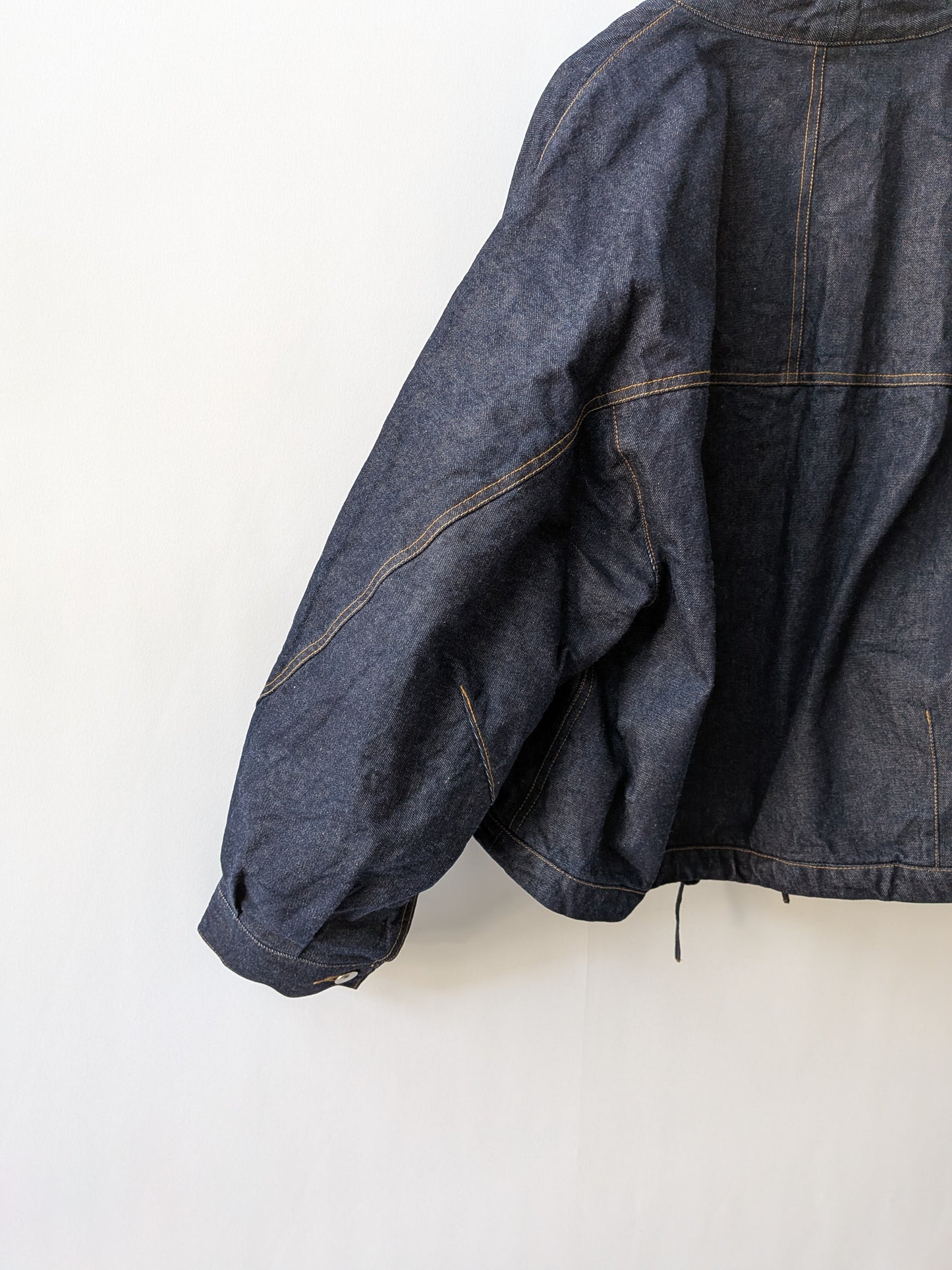 Cotton 11oz denim no collar cocoon ブルゾン | yuni