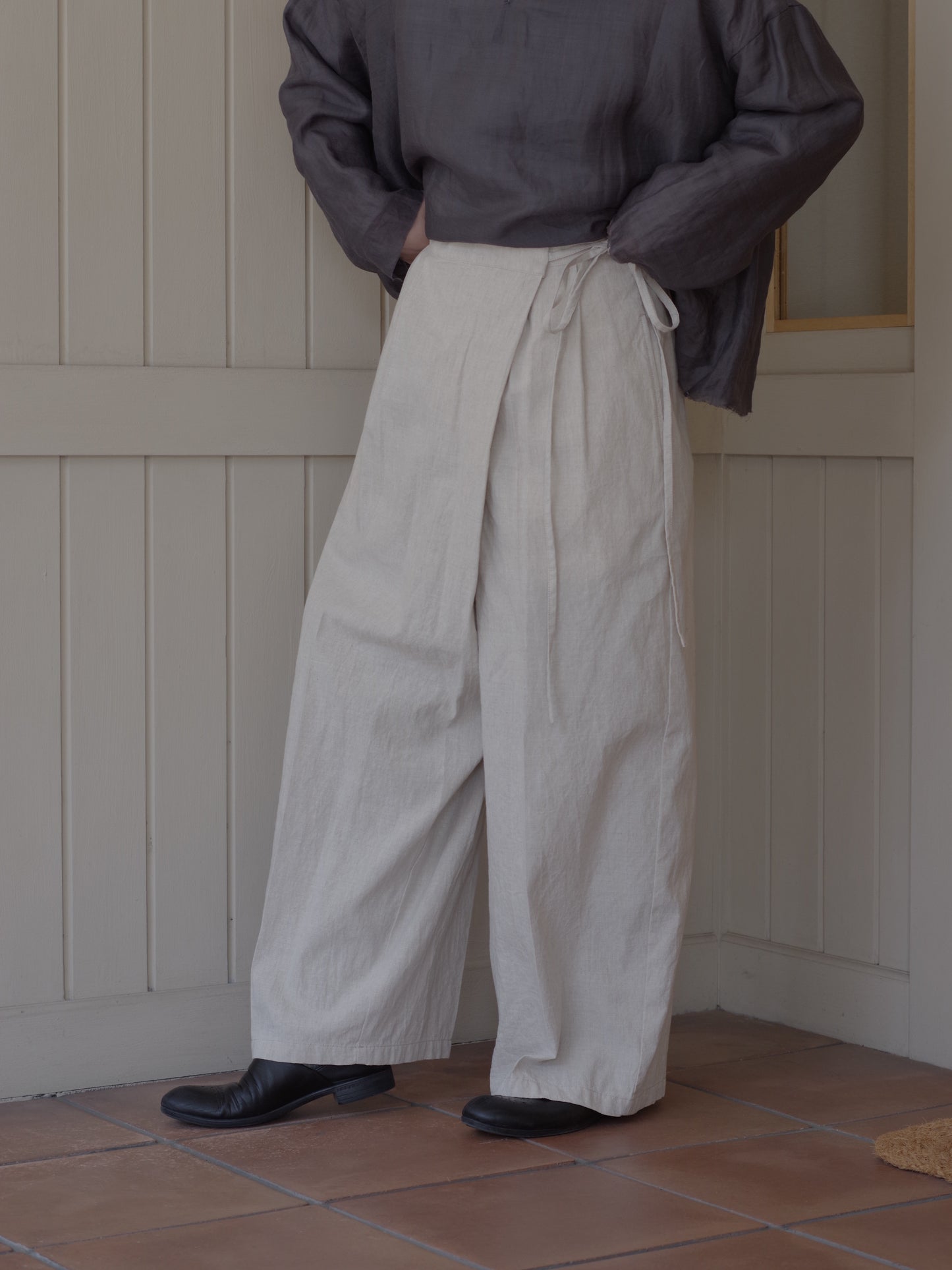 高密度Cotton/Linen high waist wrap パンツ | yuni