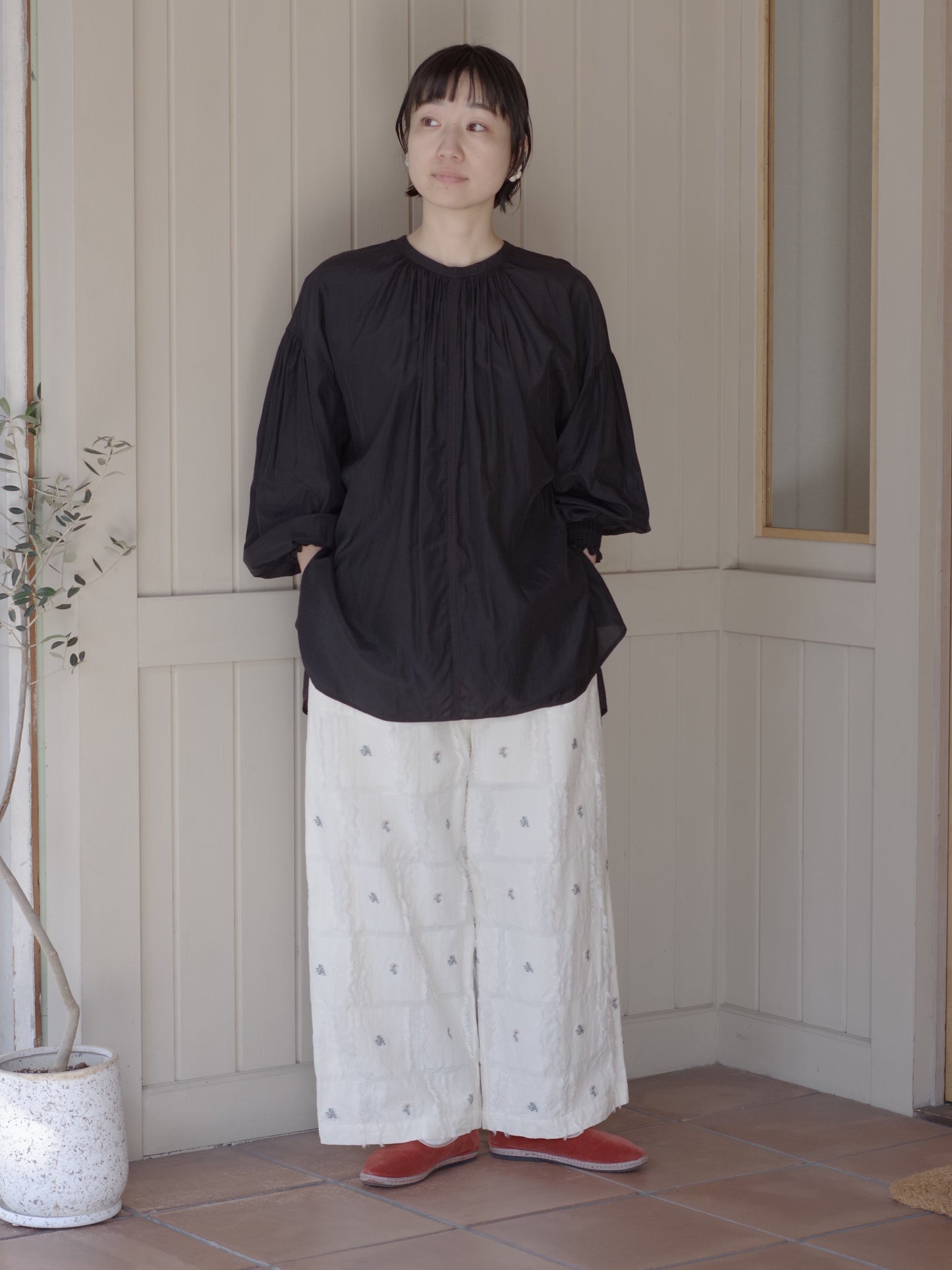 100/1Cotton/Cupra gather sleevesブラウス | yuni