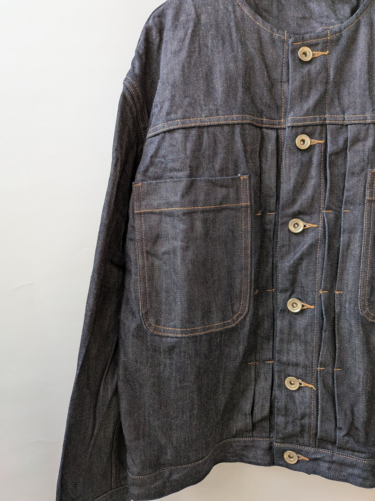 cotton denim ノーカラー ブルゾン | yuni