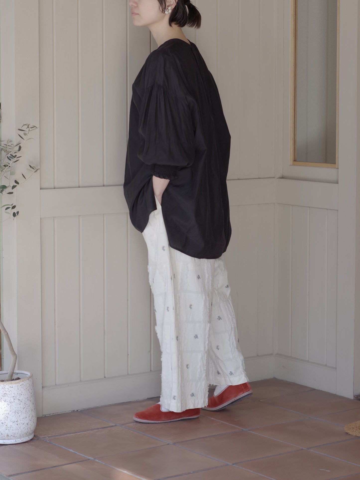 100/1Cotton/Cupra gather sleevesブラウス | yuni