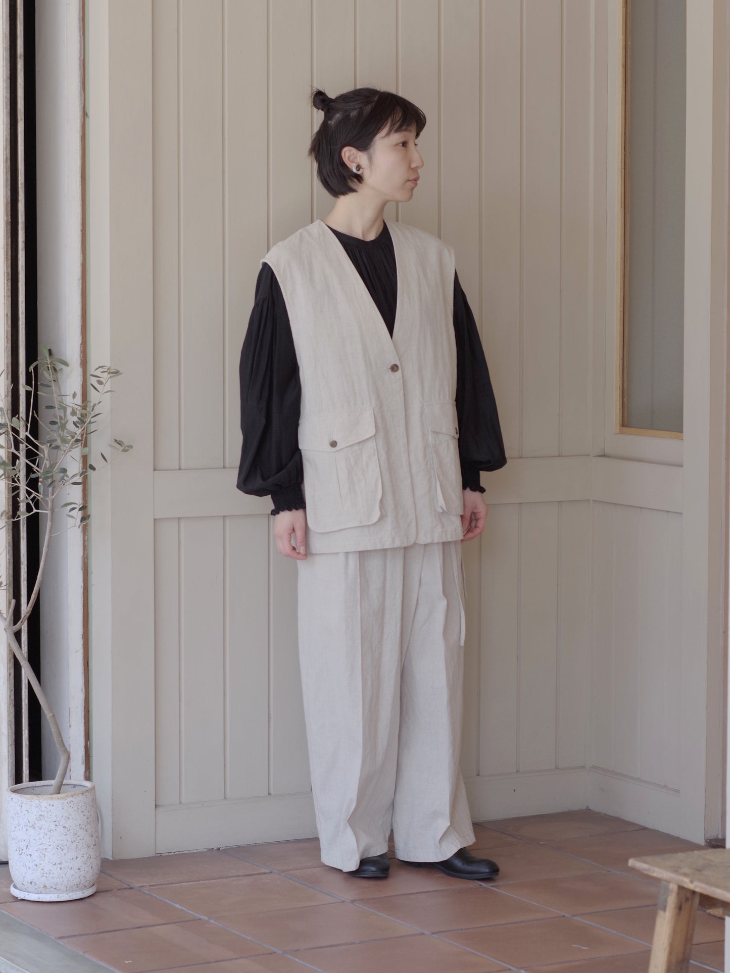 高密度Cotton/Linen ベスト | yuni