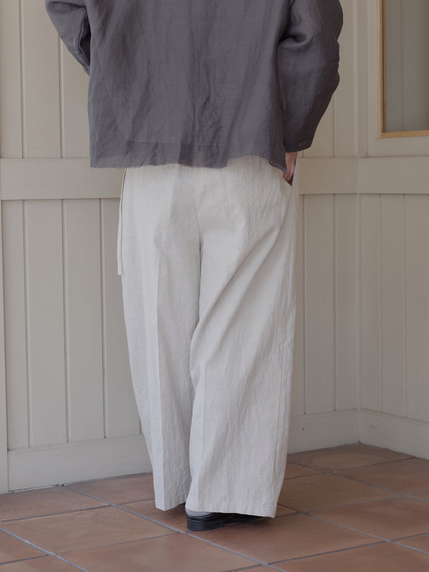 高密度Cotton/Linen high waist wrap パンツ | yuni