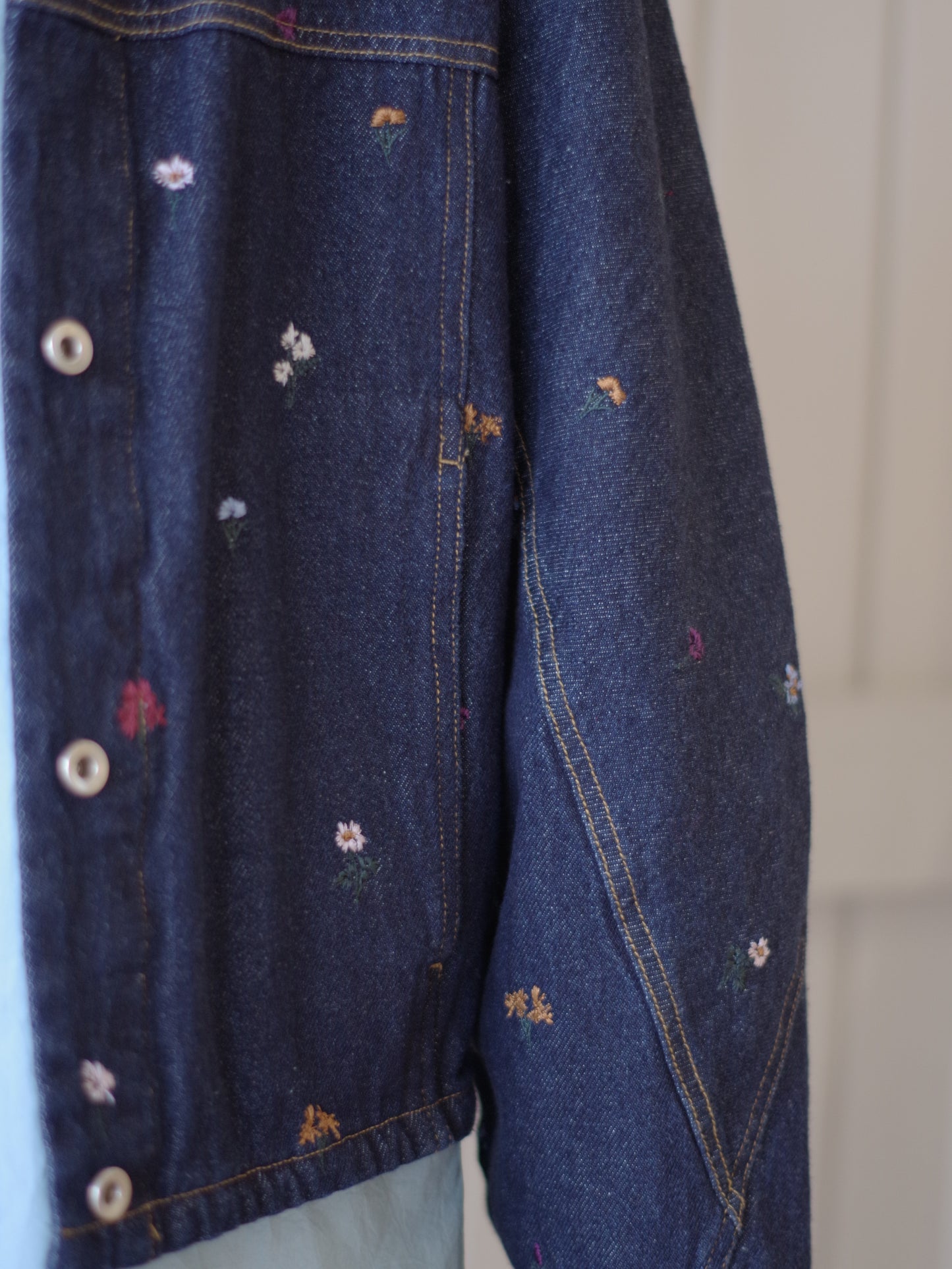 floral embloidely denim cocoon ブルゾン | yuni