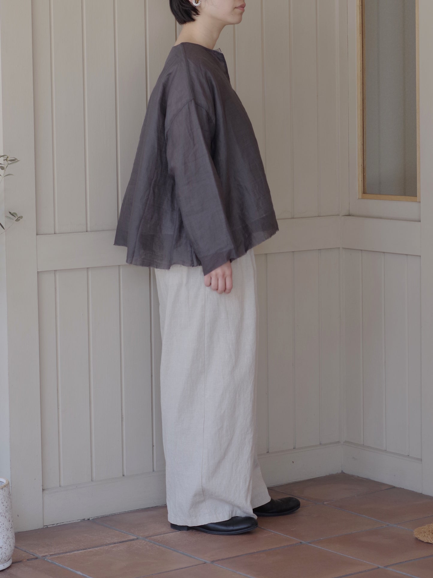 高密度Cotton/Linen high waist wrap パンツ | yuni