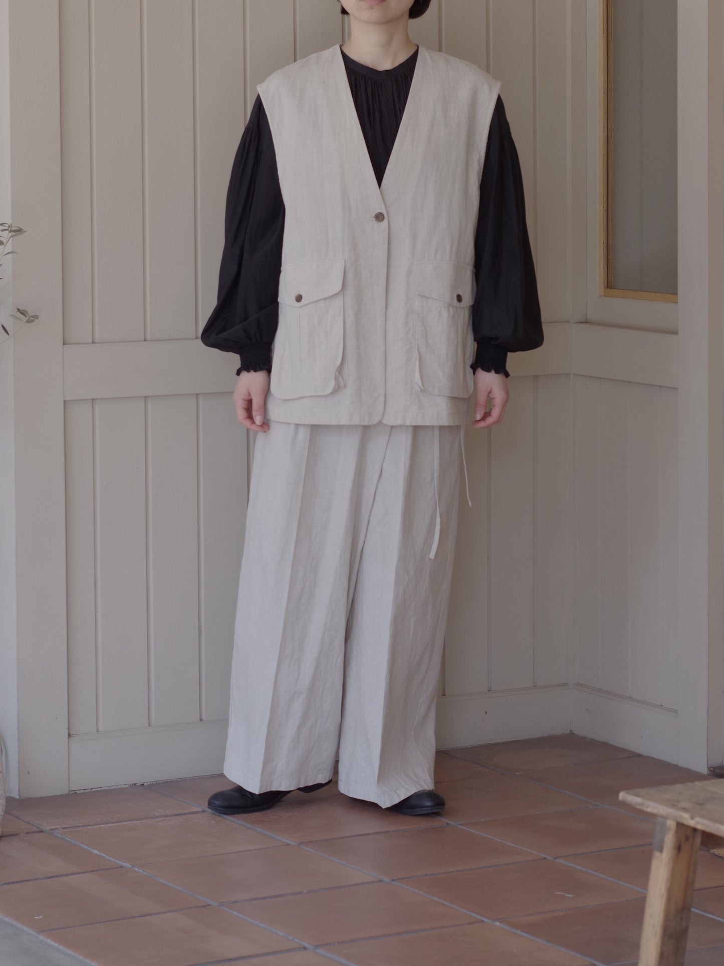 高密度Cotton/Linen high waist wrap パンツ | yuni