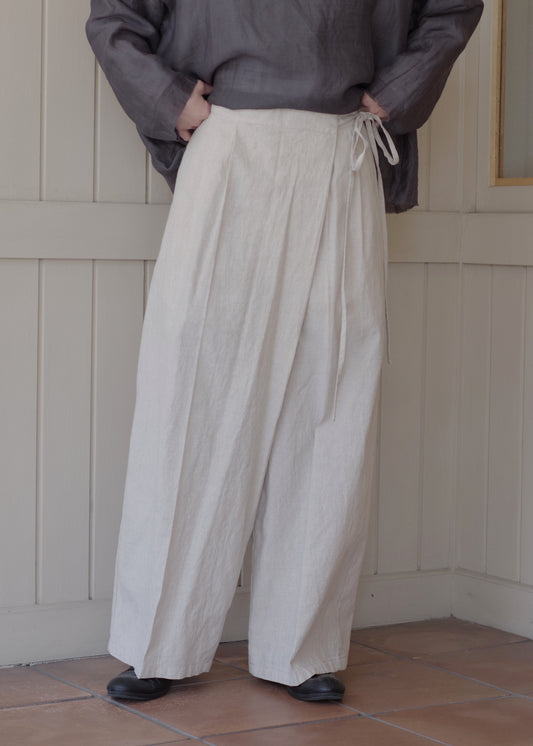 高密度Cotton/Linen high waist wrap パンツ | yuni