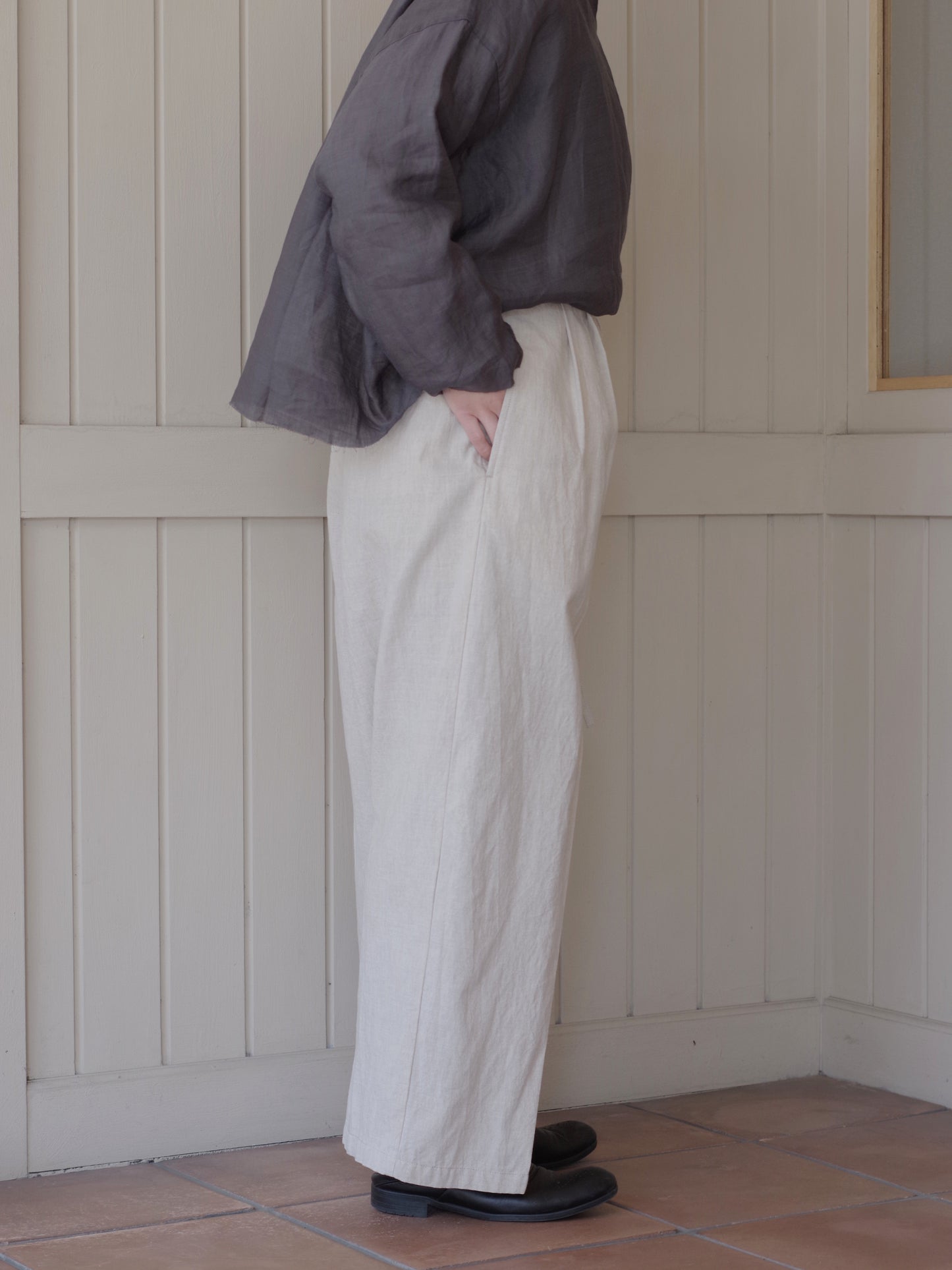 高密度Cotton/Linen high waist wrap パンツ | yuni